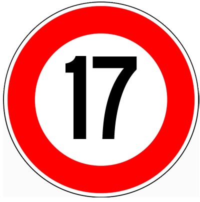 17. Geburtstag Verkehrsschild Geschwindigkeitsbegrenzung