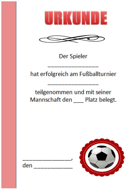 Urkundenvorlage Fußball